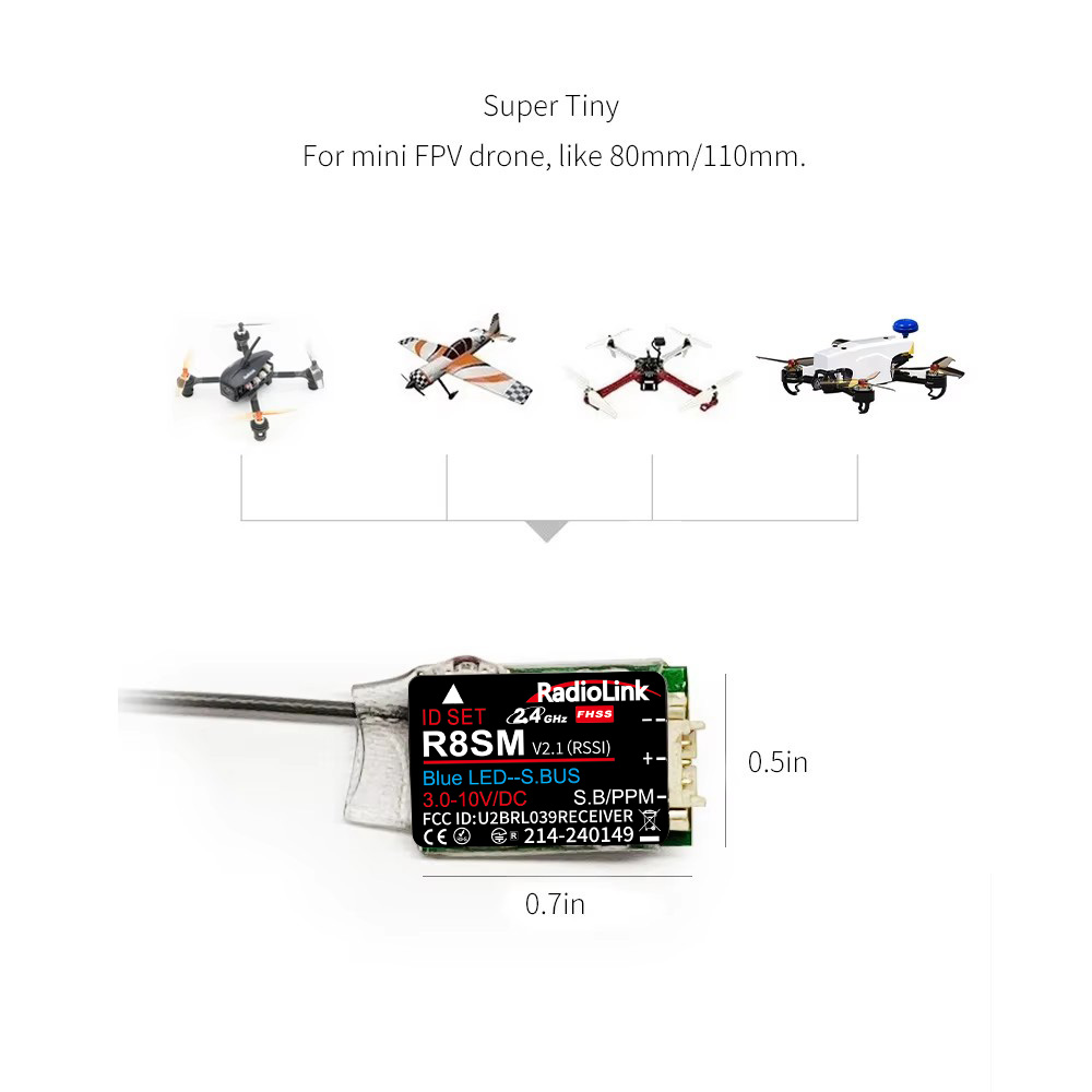 Receiver Sbus 8Ch - Récepteur RC super mini RadioLink R8SM