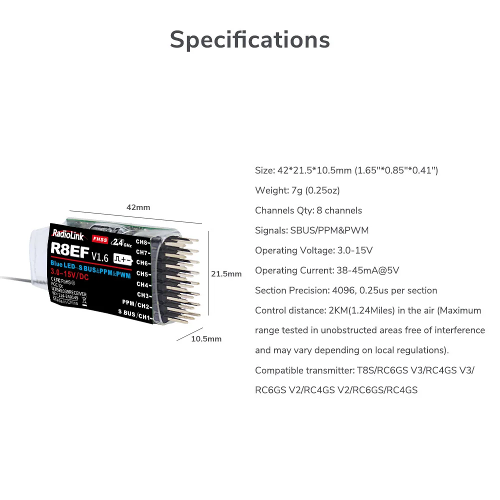 Radiolink R8EF récepteur 2.4G  - Receiver Sbus 8Ch avis et prix